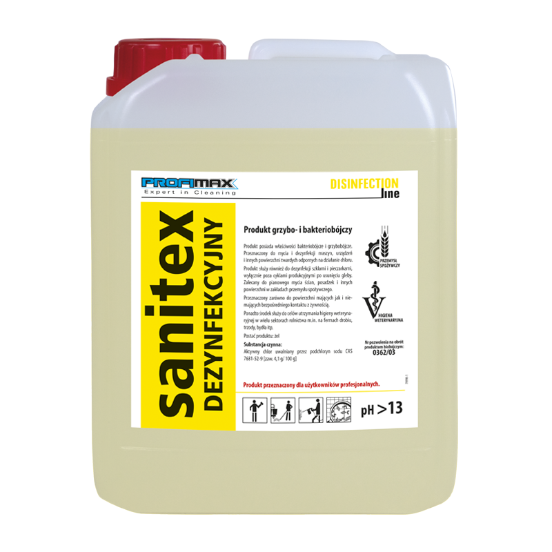 Sanitex profesjonalny płyn do mycia i dezynfekcji powierzchni bakteriobójczy i grzybobójczy 5 litrów