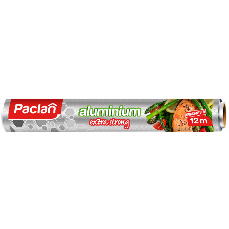 Folia aluminiowa gastronomiczna EXTRA STRONG 12m  29cm moletowana PACLAN