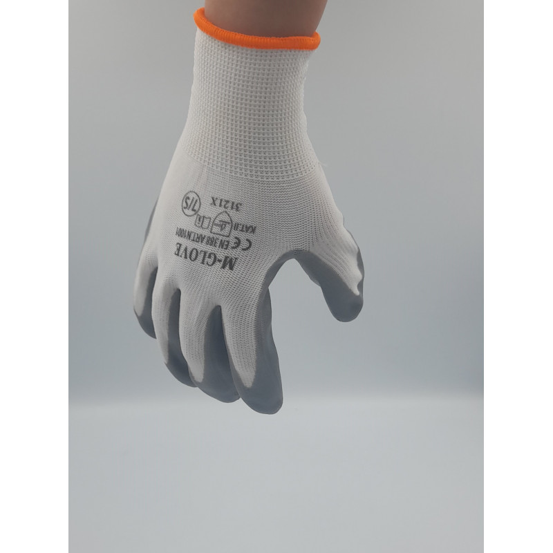 Rękawice robocze nylon+nitryl 7-S szary/pomarańczowy