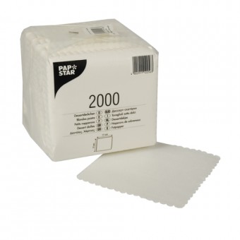 Serwetki papierowe gastronomiczne białe ząbkowane jednowarstwowe 17x17cm  2000 sztuk